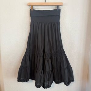 Magdalena Black Boho Wide Leg Tiered Pants Size M